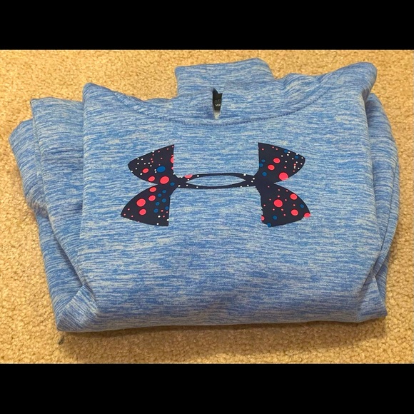 Girls Under Armour Logo Hooded Fleece Pullover - Picture 1 of 6